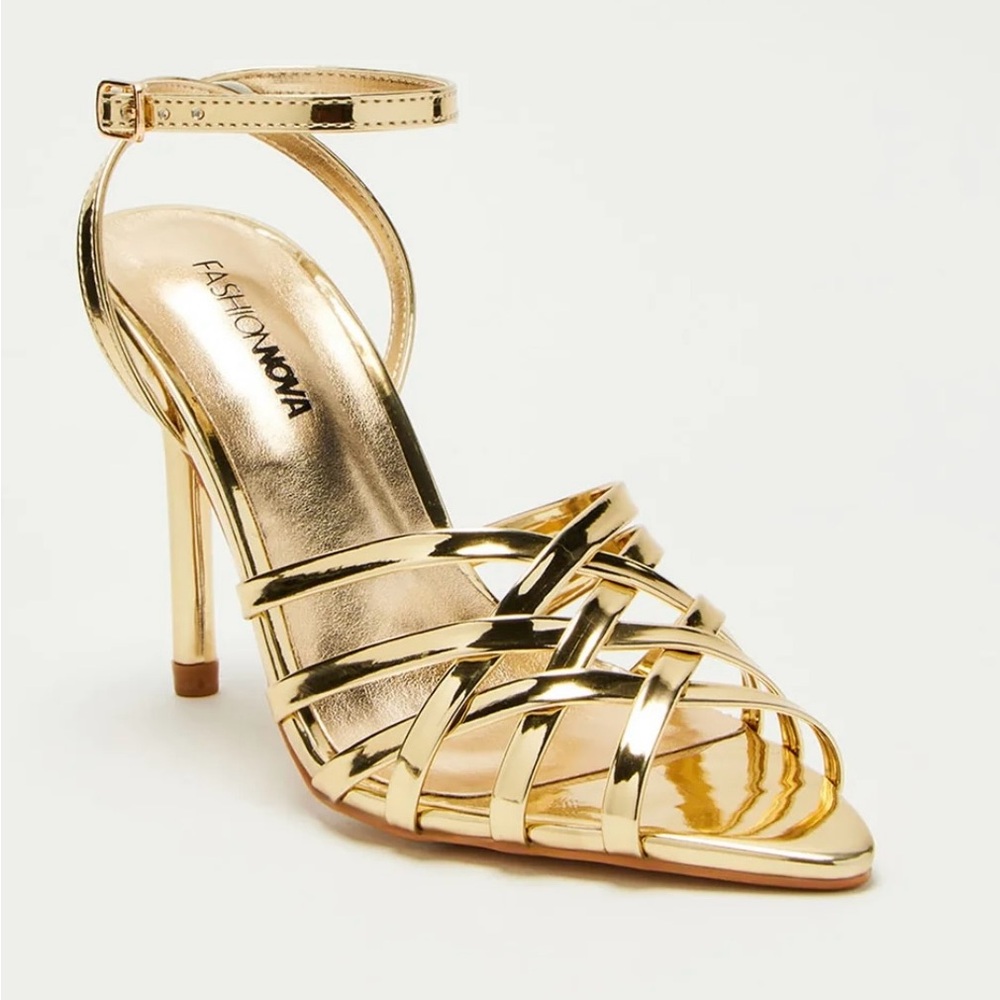 Fashion Nova Gold Strappy Heels